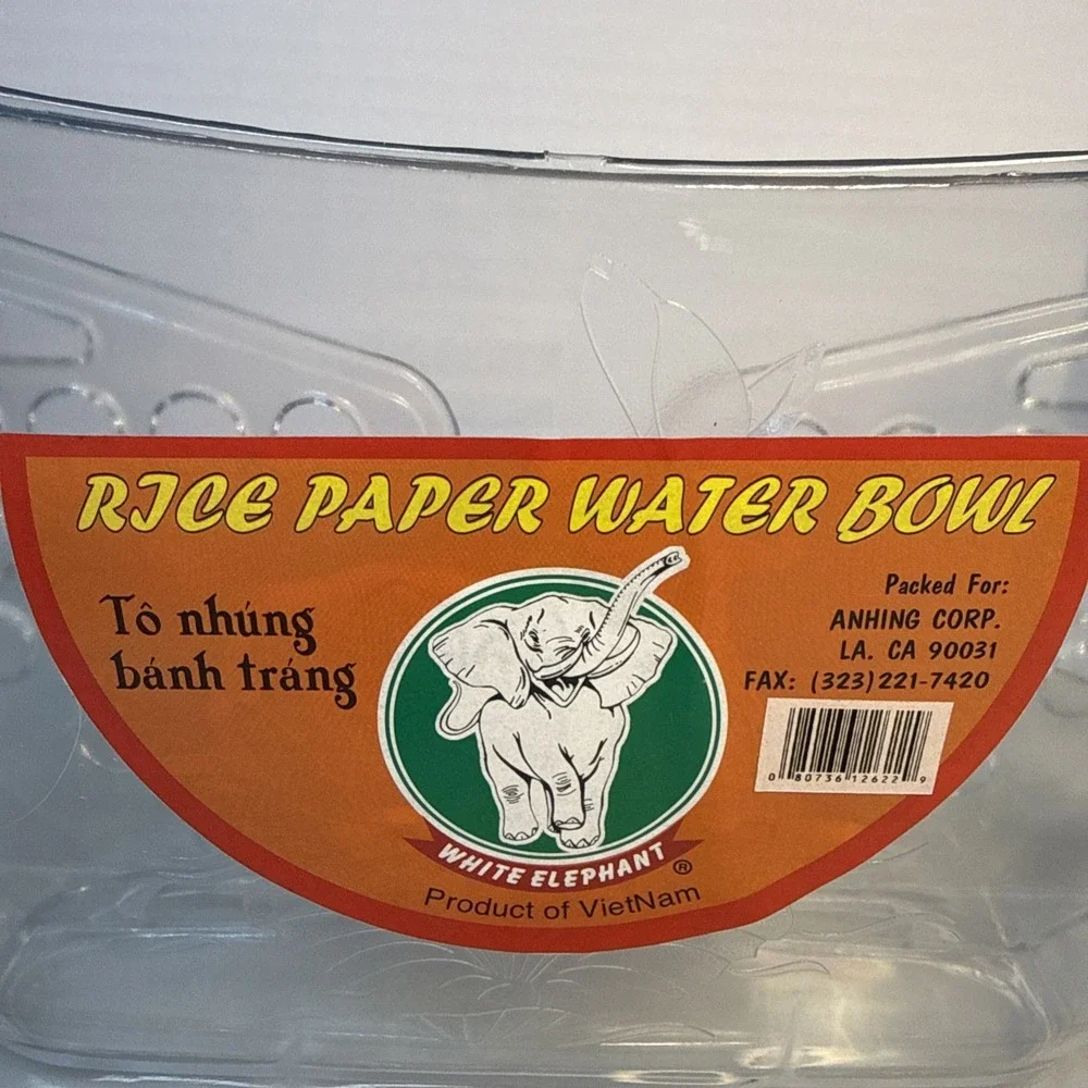 White Elephant Rice Paper Water Bowl Dipper Vietnamese Spring Roll Maker